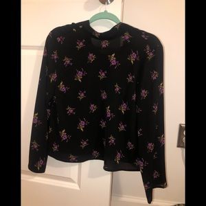 Black long sleeve blouse with flowers